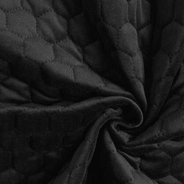Tissu de revêtement velours matelassé nid d'abeille – noir – Échantillon,  image number 5