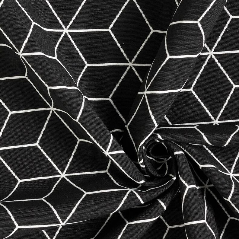 Tissu de décoration Jacquard cubes modernes – noir/ivoire,  image number 3