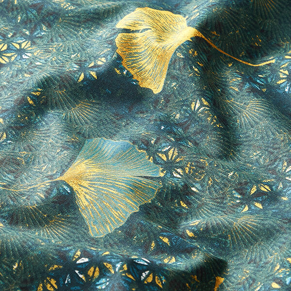 Tissu en coton Cretonne Ginkgo – pétrole,  image number 2