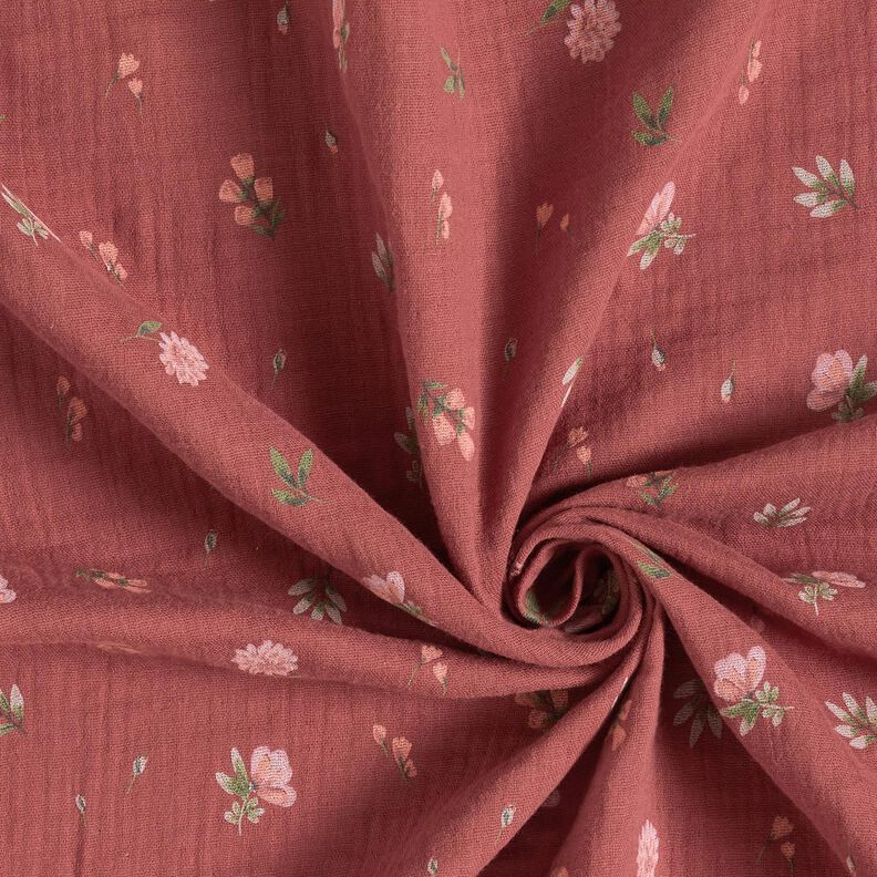 Tissu double gaze de coton Fleurs délicates | by Poppy – bordeaux,  image number 3
