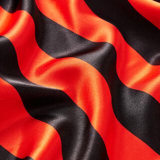Polyestersatin Duo Blockstreifen – rouge/noir, 