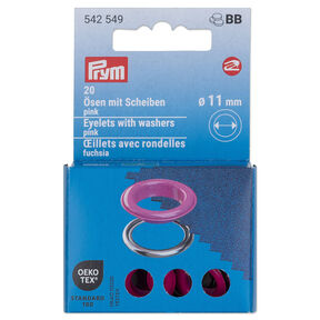 Œillets avec rondelles [20 unités | Ø 11 mm] | Prym – rose vif/argent métallisé, 