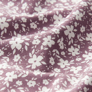 Jersey coton Fleurs bicolores  – vieux rose foncé, 