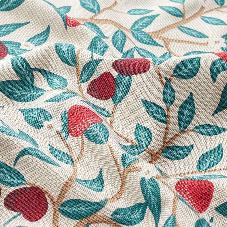 Tissu de décoration Semi-panama Jolis fruits – nature/pétrole,  image number 2