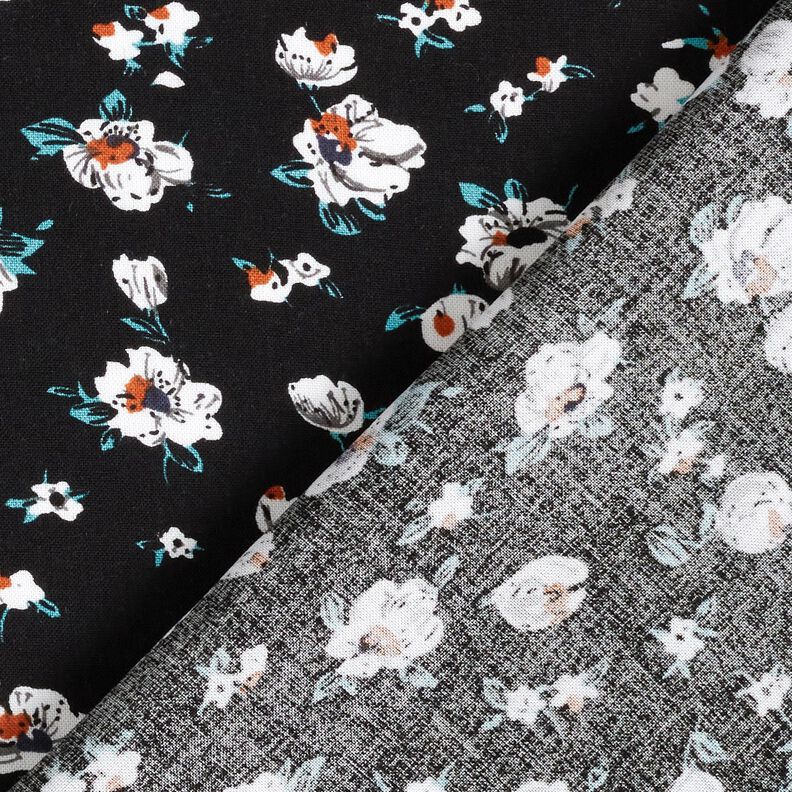 Tissu en viscose Pluie de fleurs – noir, image number 4