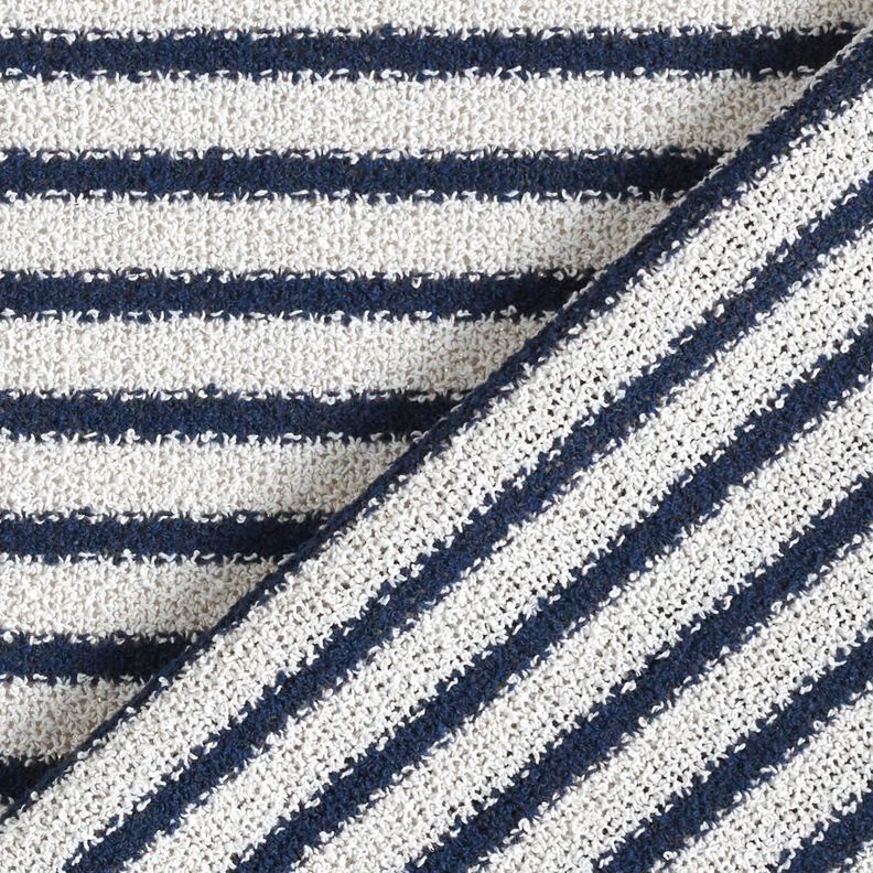 Tricot bouclé à rayures et paillettes – blanc/bleu marine,  image number 5