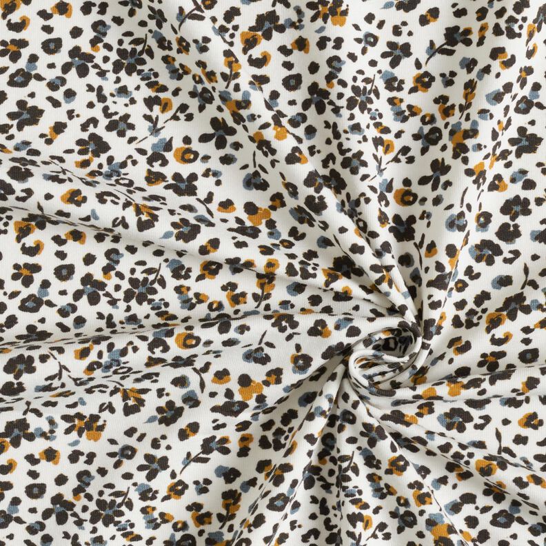 Jersey coton Petites fleurs – écru/bleu jean, image number 3