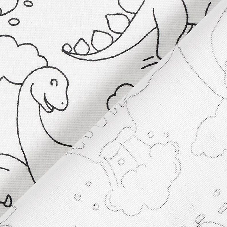 Popeline coton Tissu à colorier Dinosaures – blanc/noir,  image number 4