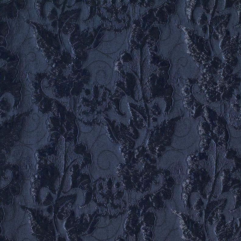 Jacquard d’habillement Brocart Fleurs – bleu marine,  image number 5