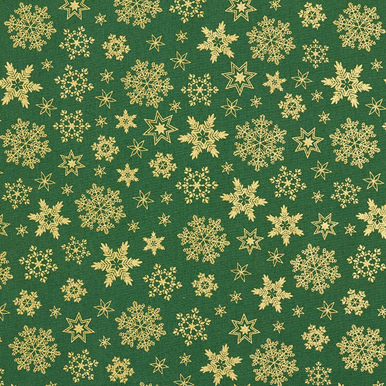 Tissu en coton Popeline Cristaux de neige – vert/or, image number 1