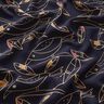 Tissu viscose Oiseaux Art Déco – bleu nuit/sable,  thumbnail number 2
