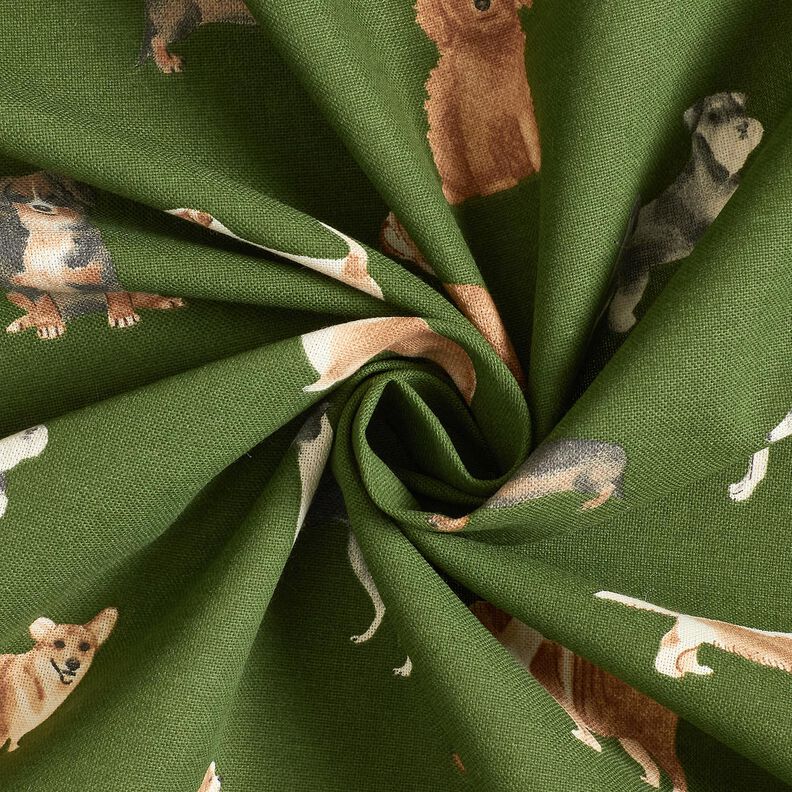 Tissu de d&eacute;coration Semi-panama chiens mignons &ndash; pin/marron,  image number 3