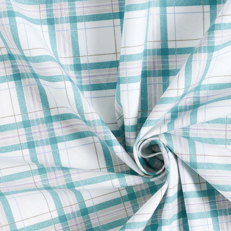 Tissu de coton Carreaux tartan – blanc/turquoise, image number 3