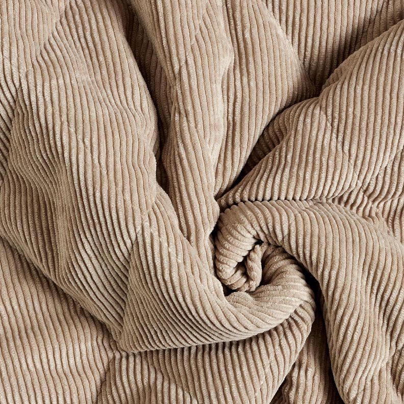 Tissu matelassé Velours côtelé à losanges avec envers fourrure – taupe, image number 4