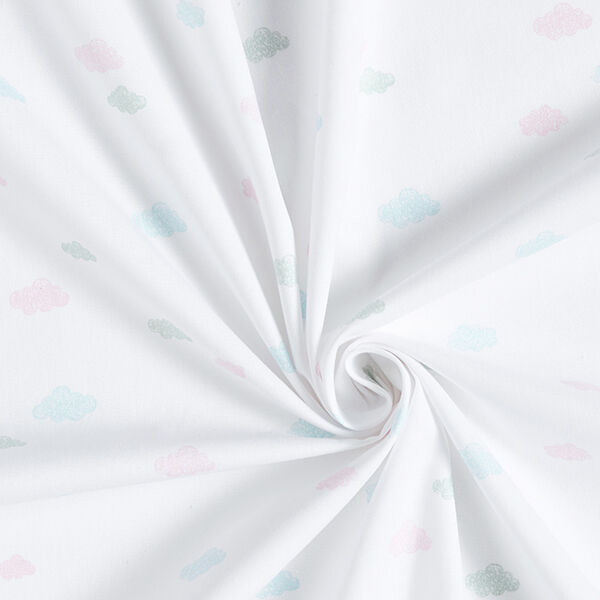 GOTS popeline coton aspect griffonnage nuages | Tula – blanc,  image number 3