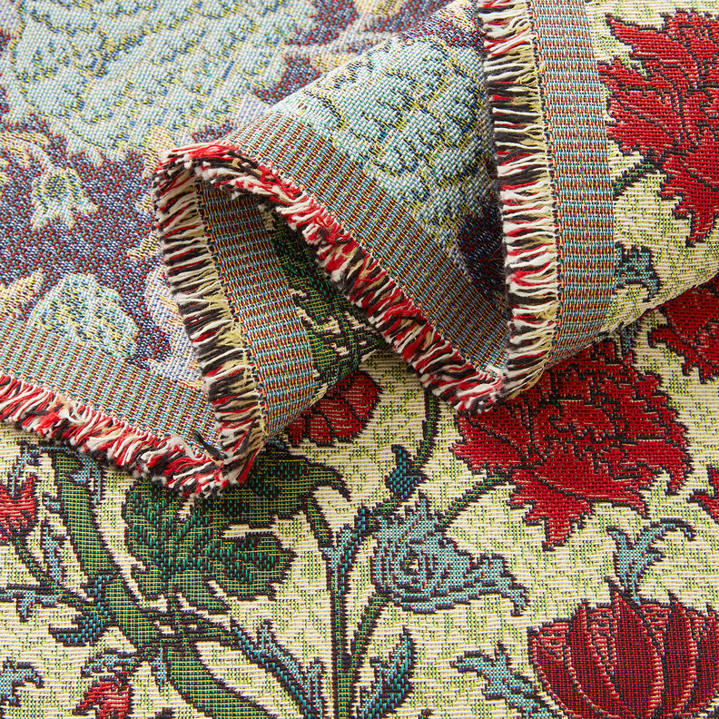 Tissu de décoration Gobelin Pivoines artistiques – beige clair/carmin, image number 3