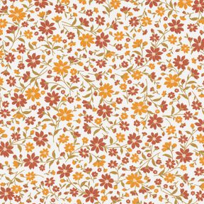 Popeline coton Herbstblumen – blanc/bordeaux, 
