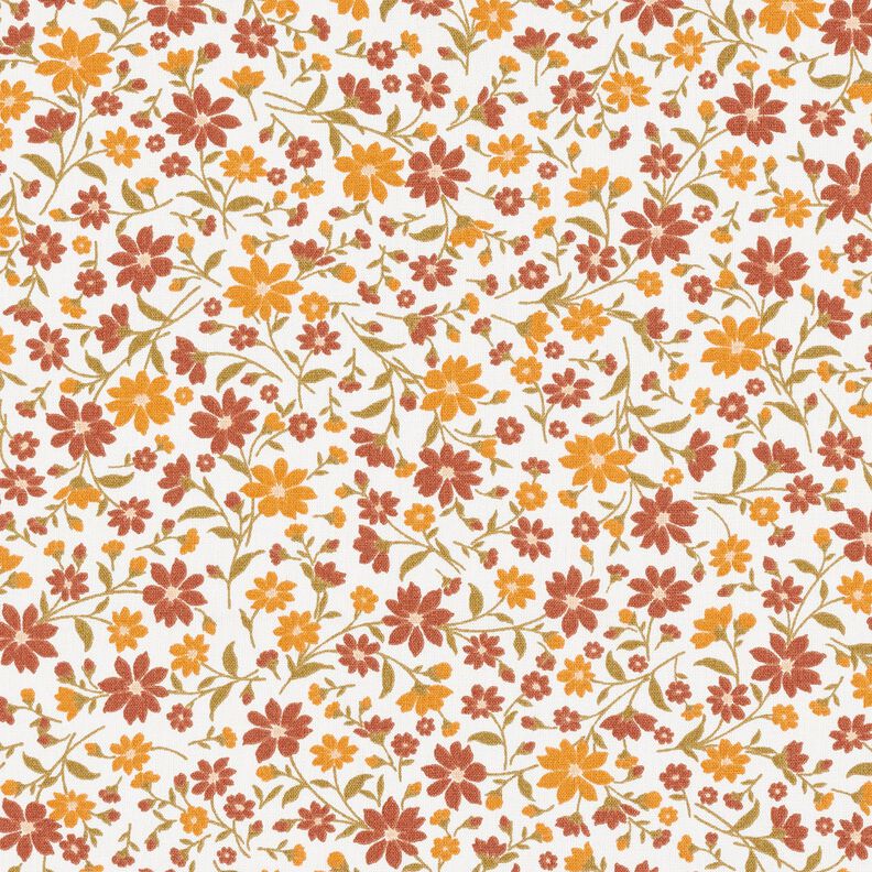 Popeline coton Herbstblumen – blanc/bordeaux, image number 1