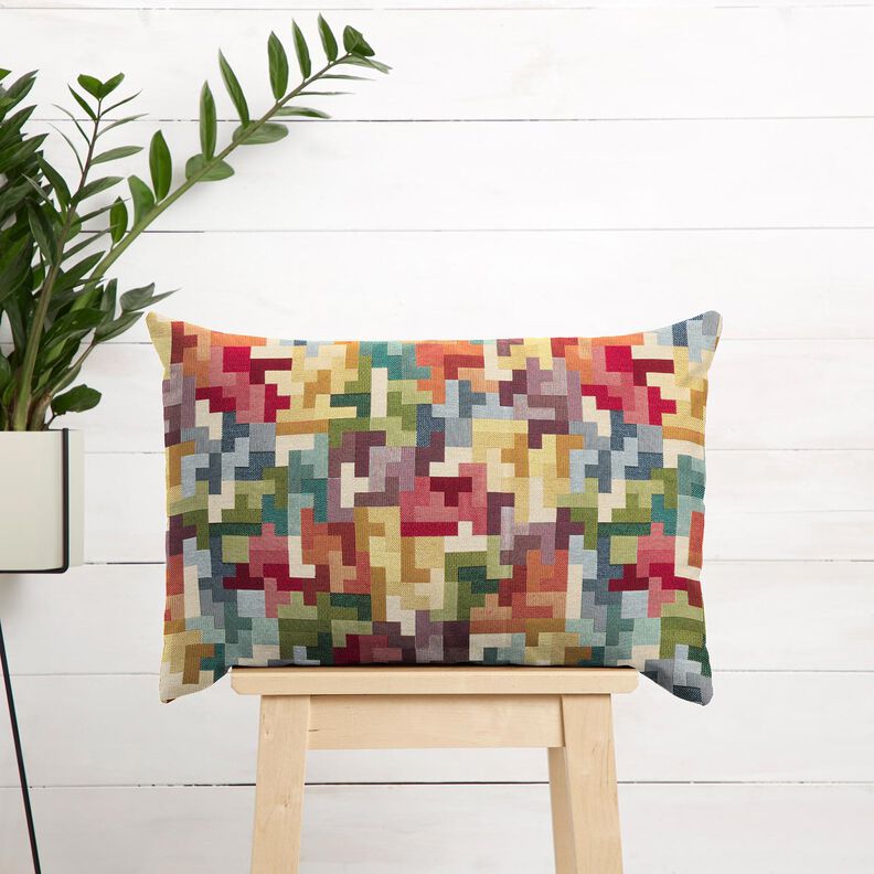 Tissu de décoration Gobelin Tetris – carmin/vert,  image number 6