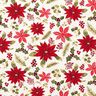 Tissu de décoration Canvas Fleurs d’étoile de Noël – écru/carmin,  thumbnail number 1