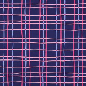 Popeline coton Carreaux ondulés | Poppy Fabrics – indigo/rose, 