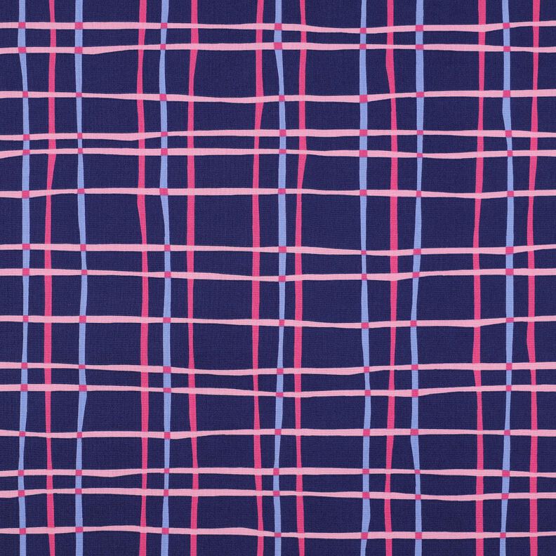 Popeline coton Carreaux ondulés | Poppy Fabrics – indigo/rose,  image number 1