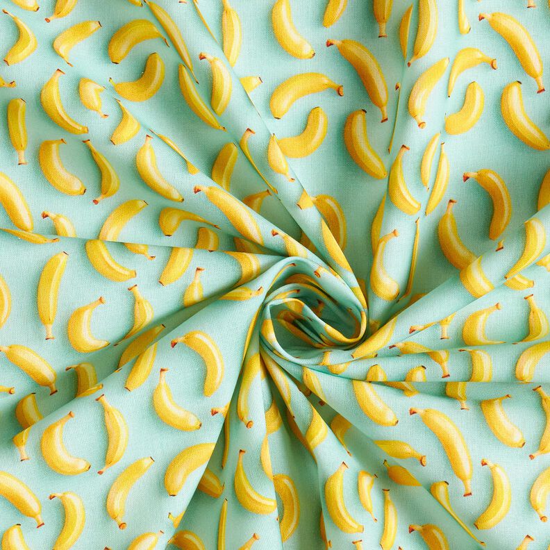 Tissu en coton Popeline bananes – eucalyptus/jaune soleil,  image number 3