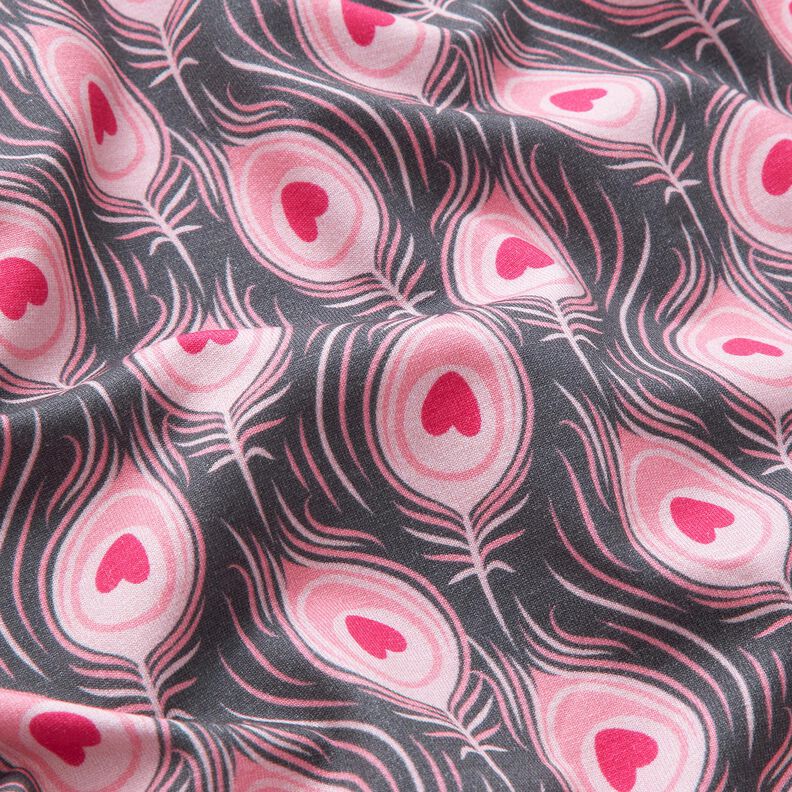 Jersey coton Pavo | Stoff&Liebe – gris schiste/rose intense,  image number 2
