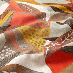 Tissu de décoration Semi-panama feuilles tropicales – moutarde/terre cuite, 