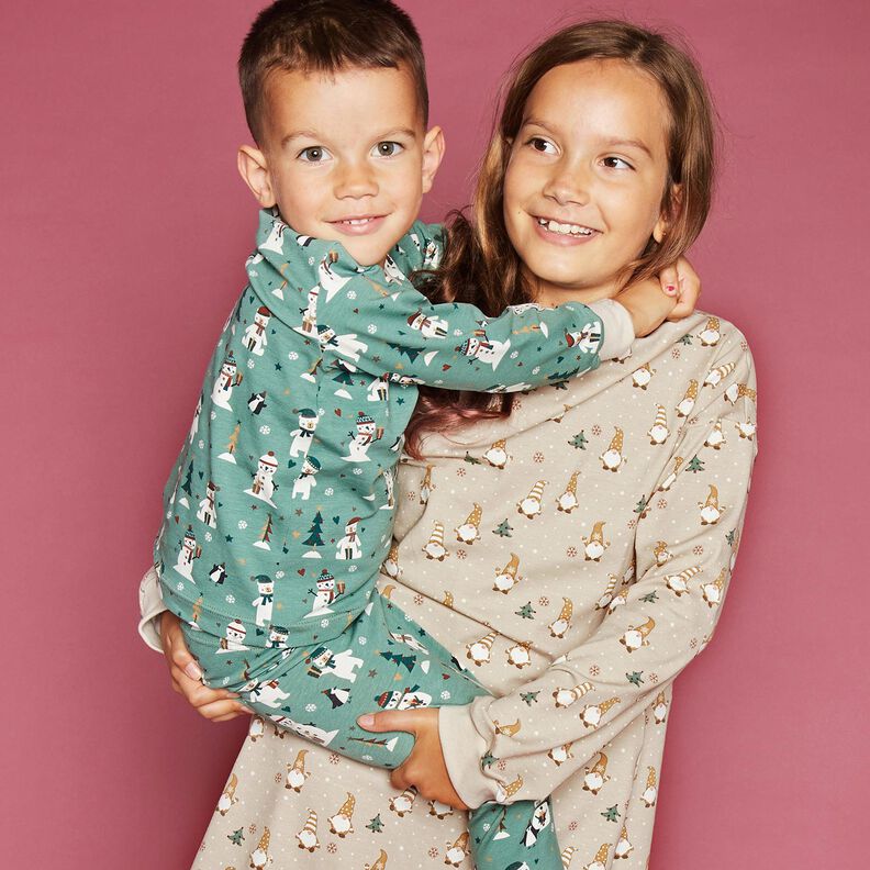 Jersey coton Pingouin, ours polaire et bonhomme de neige – roseau,  image number 7