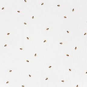 Tissu double gaze de coton Bienchen – écru/or, 