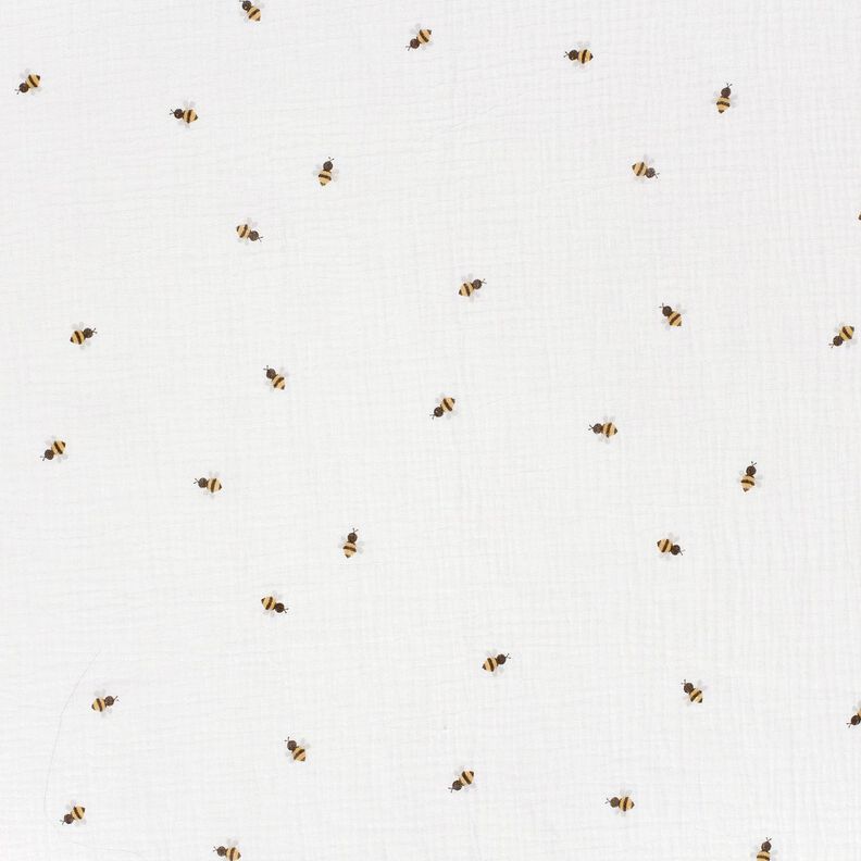 Tissu double gaze de coton Bienchen – écru/or,  image number 1