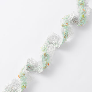 Ruban dentelle Fleurs en tulle [30 mm] – gris clair, 