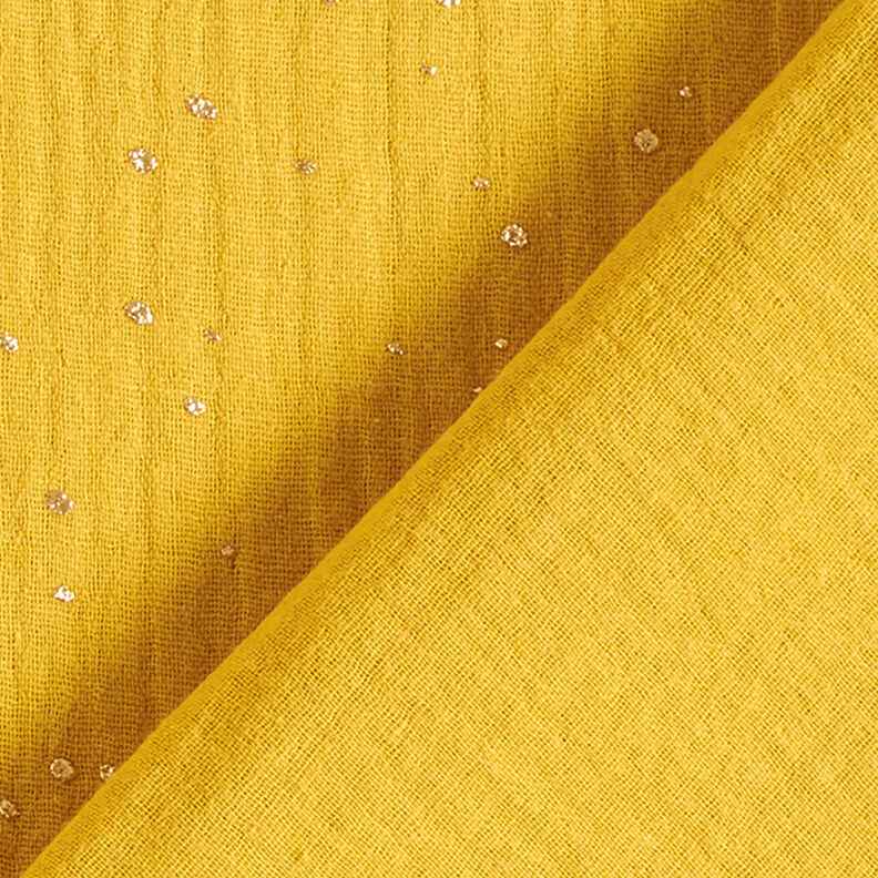 Tissu double gaze de coton taches dorées éparses – curry/or,  image number 4