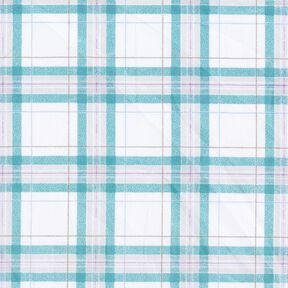 Tissu de coton Carreaux tartan – blanc/turquoise, 