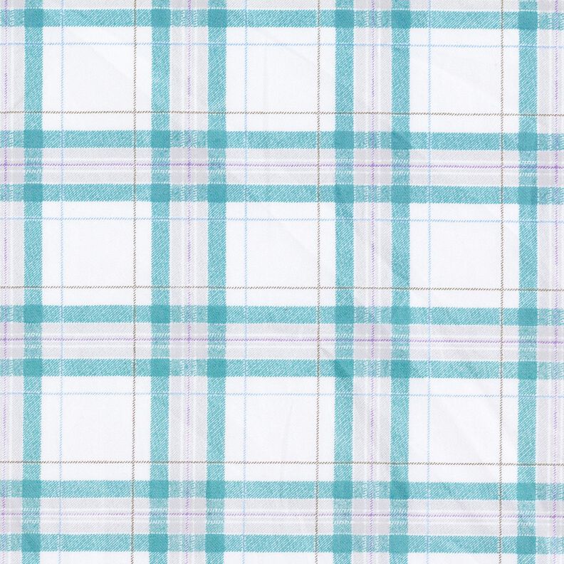 Tissu de coton Carreaux tartan – blanc/turquoise, image number 1