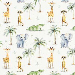 Jersey coton Bébés animaux de la jungle Impression numérique – écru, 