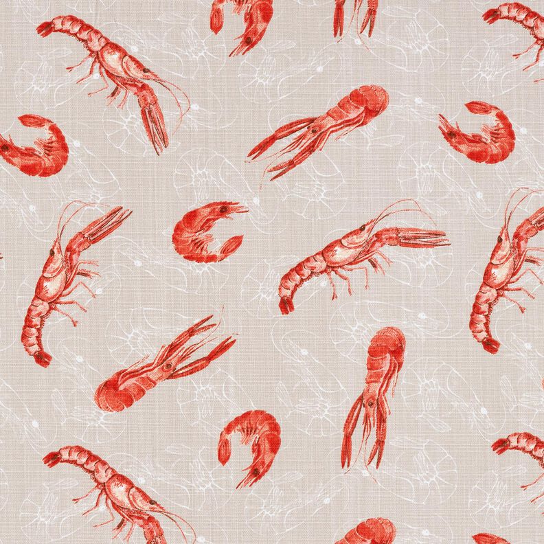 Tissu de décoration Panama Crabe homard – noix de cajou/rouge feu,  image number 1