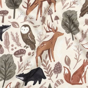 Sweatshirt gratté Animaux dans la forêt Impression numérique | Poppy Fabrics – écru, 