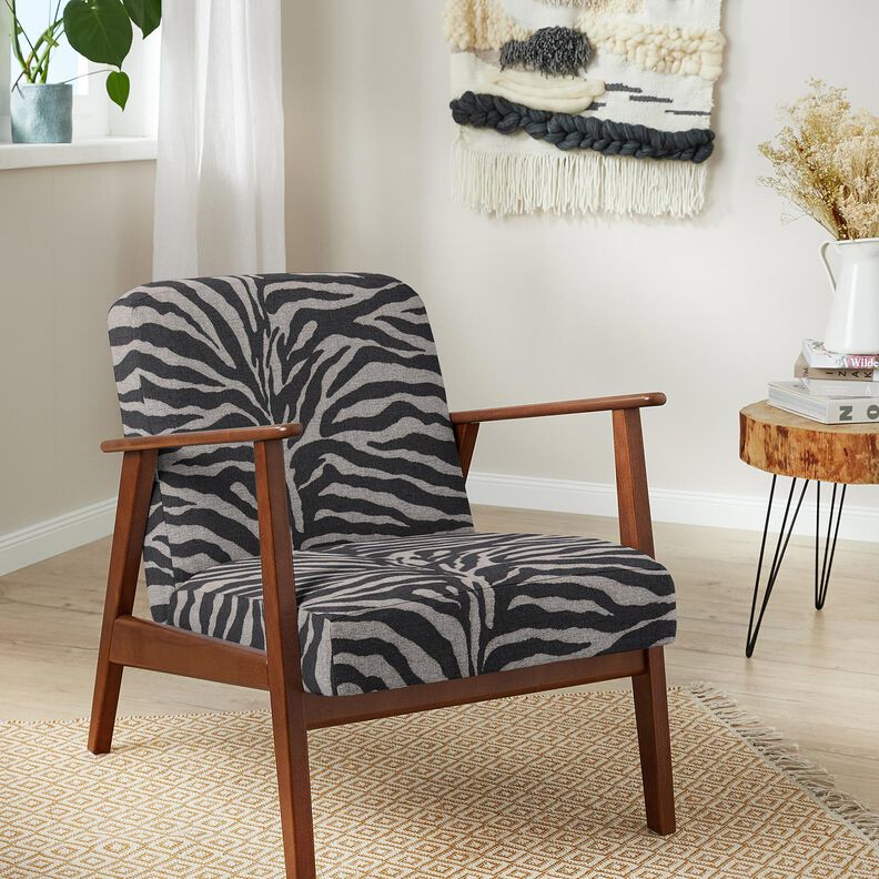 Tissu de revêtement Jacquard Zèbre – noir/gris, image number 7