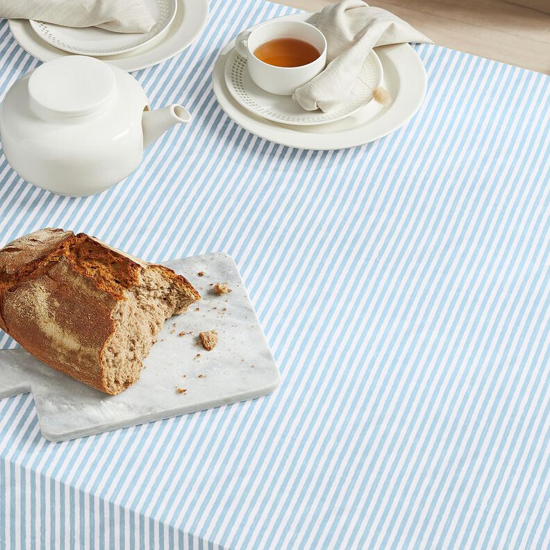 Tissu en coton Cretonne rayures décontractées – bleu clair/blanc, image number 6