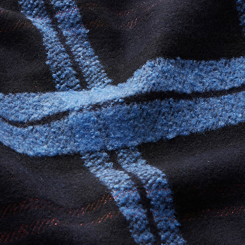 Tissu pour manteau Loops Carreaux – noir/bleu, image number 2