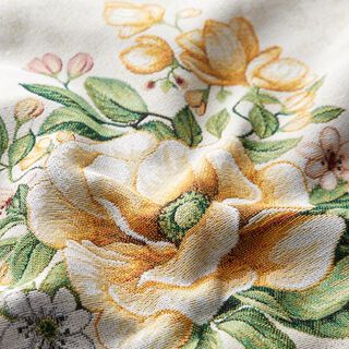panneau décoratif Gobelin Grandes fleurs – beige/jaune, 