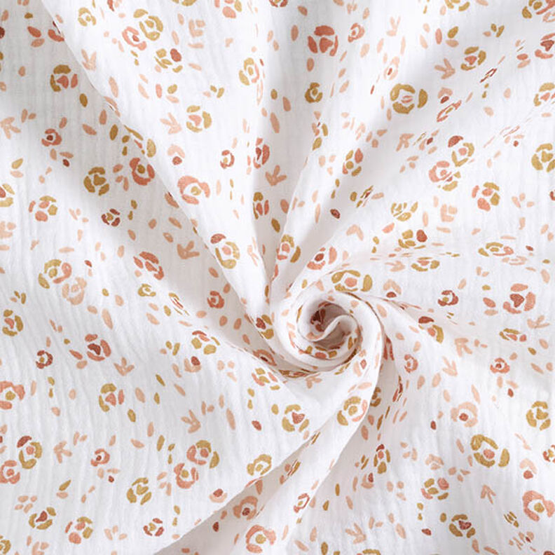 Tissu double gaze de coton Fleurs abstraites – blanc,  image number 3