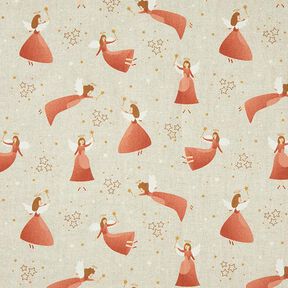 Tissu de décoration Semi-panama Petit ange – nature/corail, 