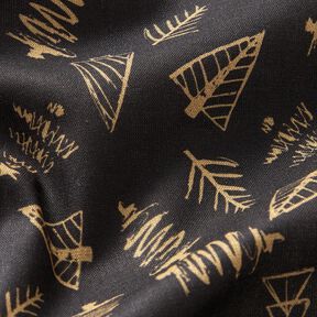 Tissu en coton Cretonne sapins élégants – noir/or, 