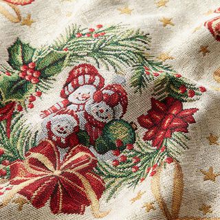 Tissu de décoration Gobelin Couronnes de Noël – nature, 