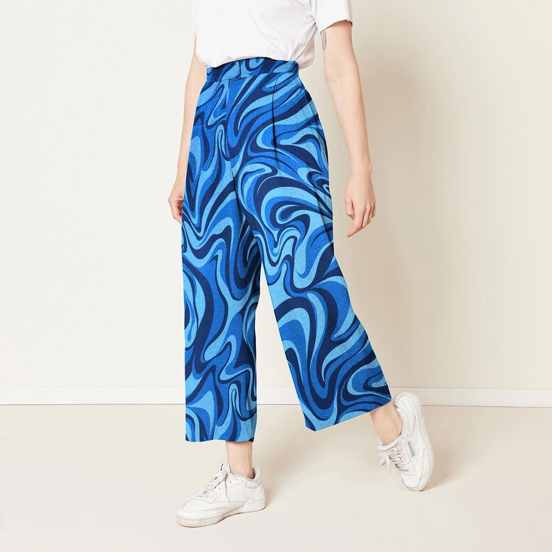 Crêpe de viscose avec vagues – bleu marine/bleu roi,  image number 5