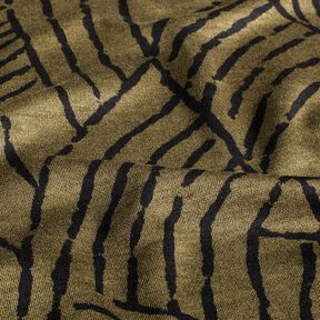 Jersey romanite Feuilles abstraites – olive foncé/noir, 