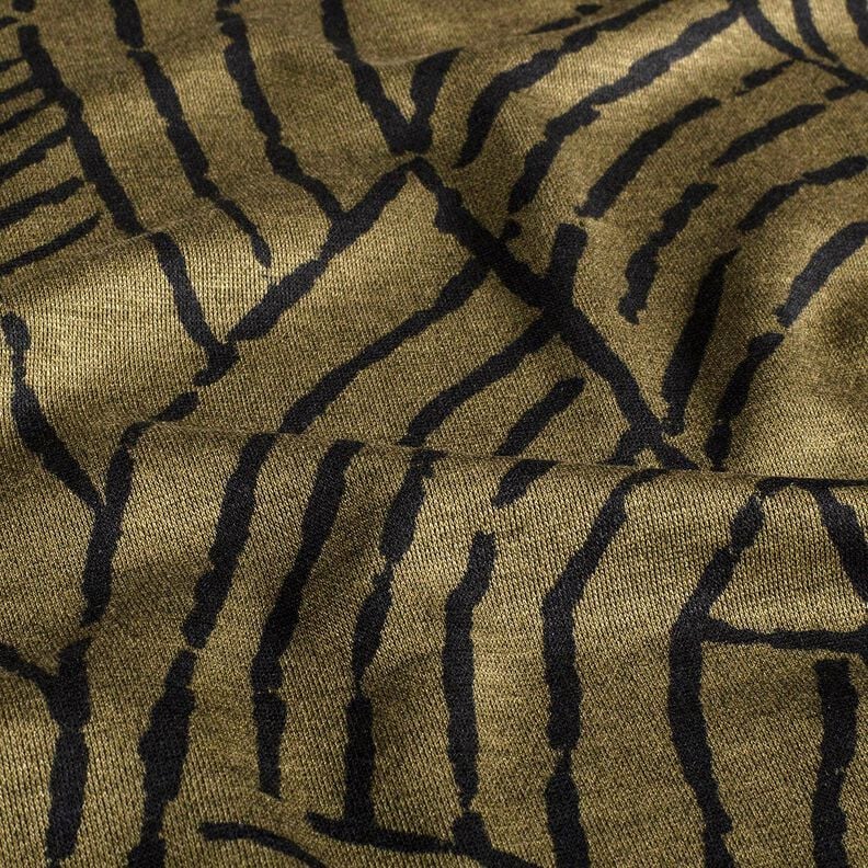 Jersey romanite Feuilles abstraites – olive foncé/noir,  image number 2
